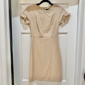EUC J.Crew tan ruffle sleeve shift dress. Size OP